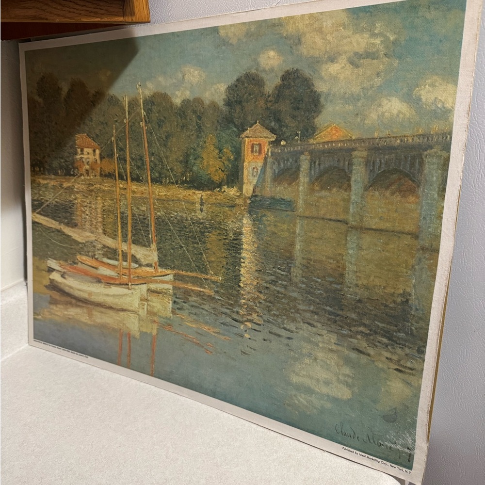 Monet Argenteuil Bridge Impressionist  Canvas on Board Ideal Marketing Co NY